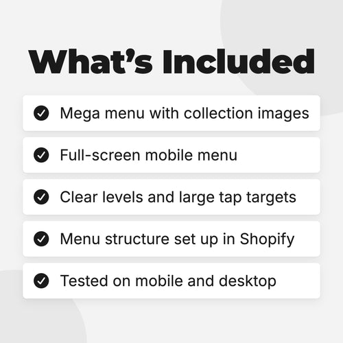 Custom Shopify Menu: what's included