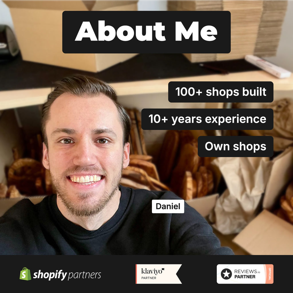Daniel Woik, Shopify Partner: 100+ shops built, 10+ years experience, own shops