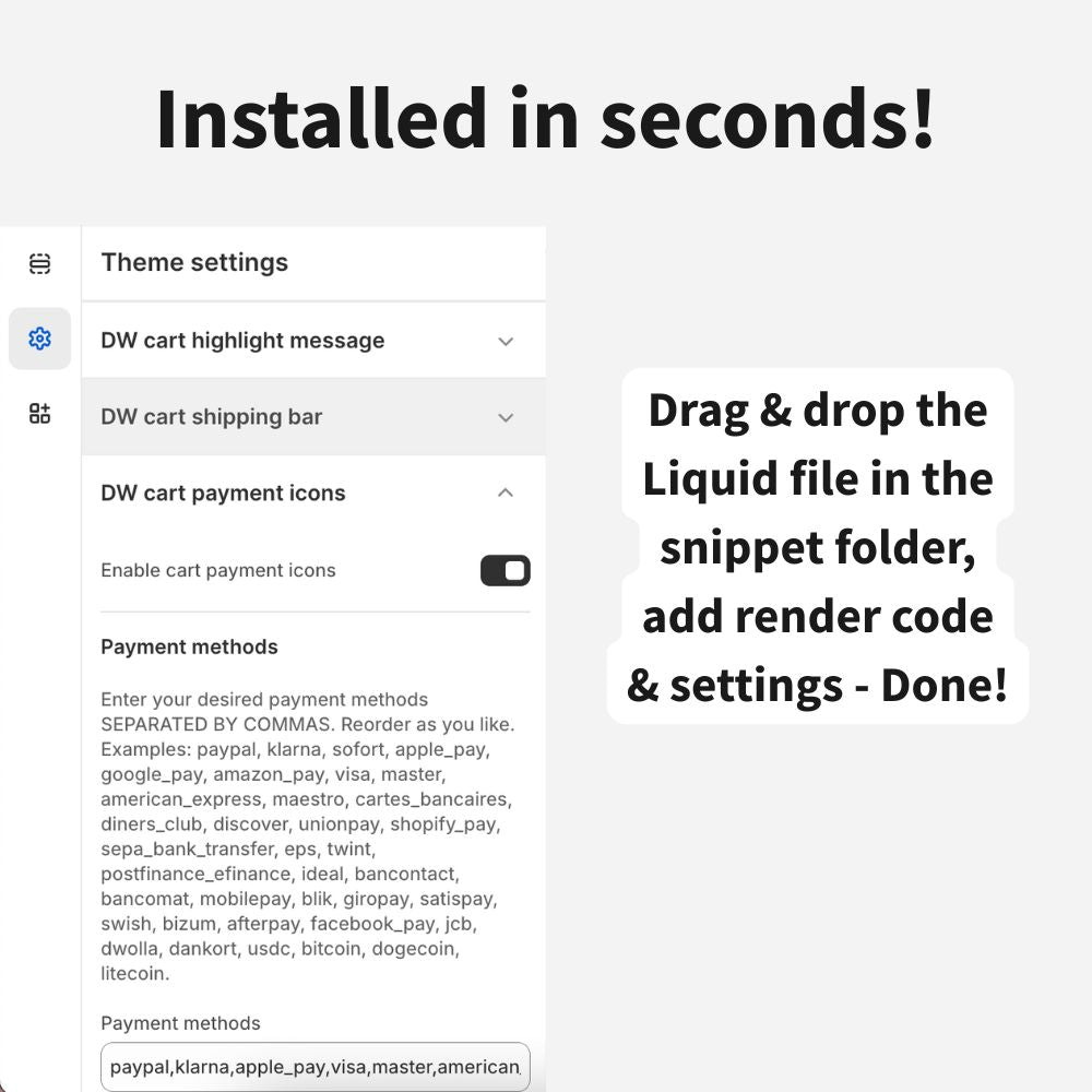 Cart drawer payment icons