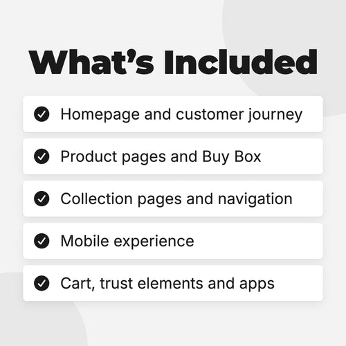 Shopify Conversion Rate Optimization: what's included