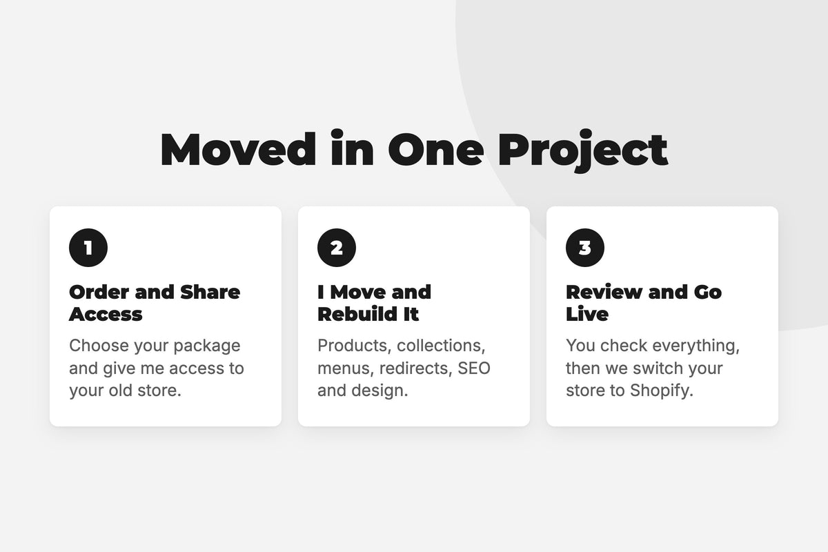 Shopify Store Migration: moved in one project